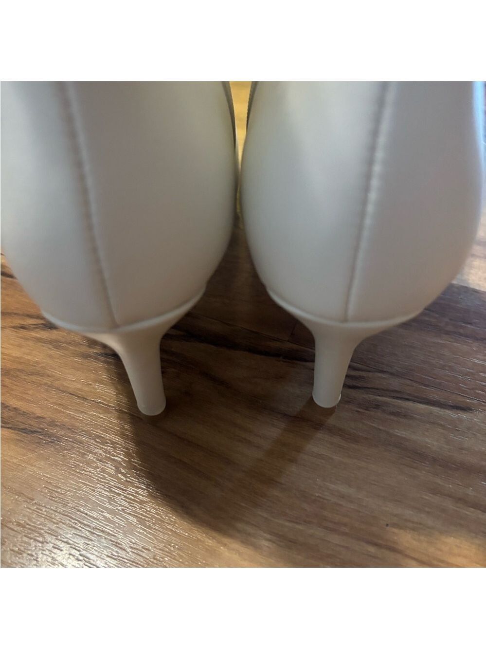 Womens White Ankle Heel Boots - Picture 6 of 9